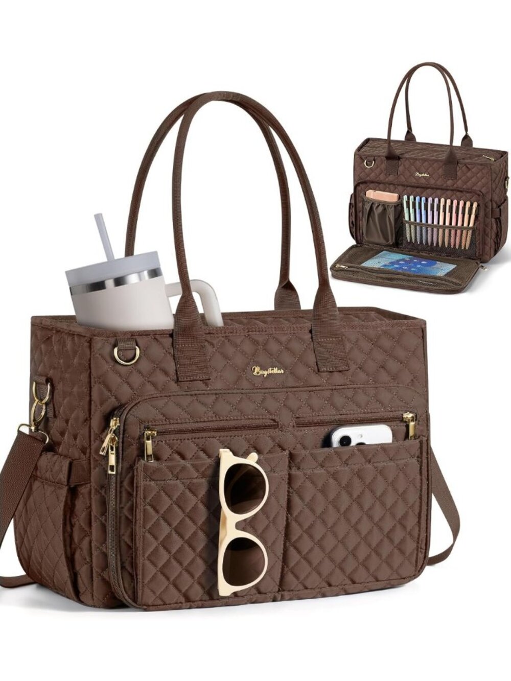 Stylish Teacher Tote Bag for Women - 15.6" Laptop Work & Computer Bag